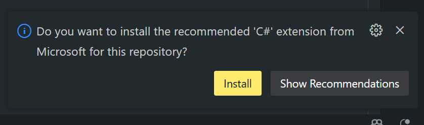 VSCode Prompting the install of the c-sharp extension